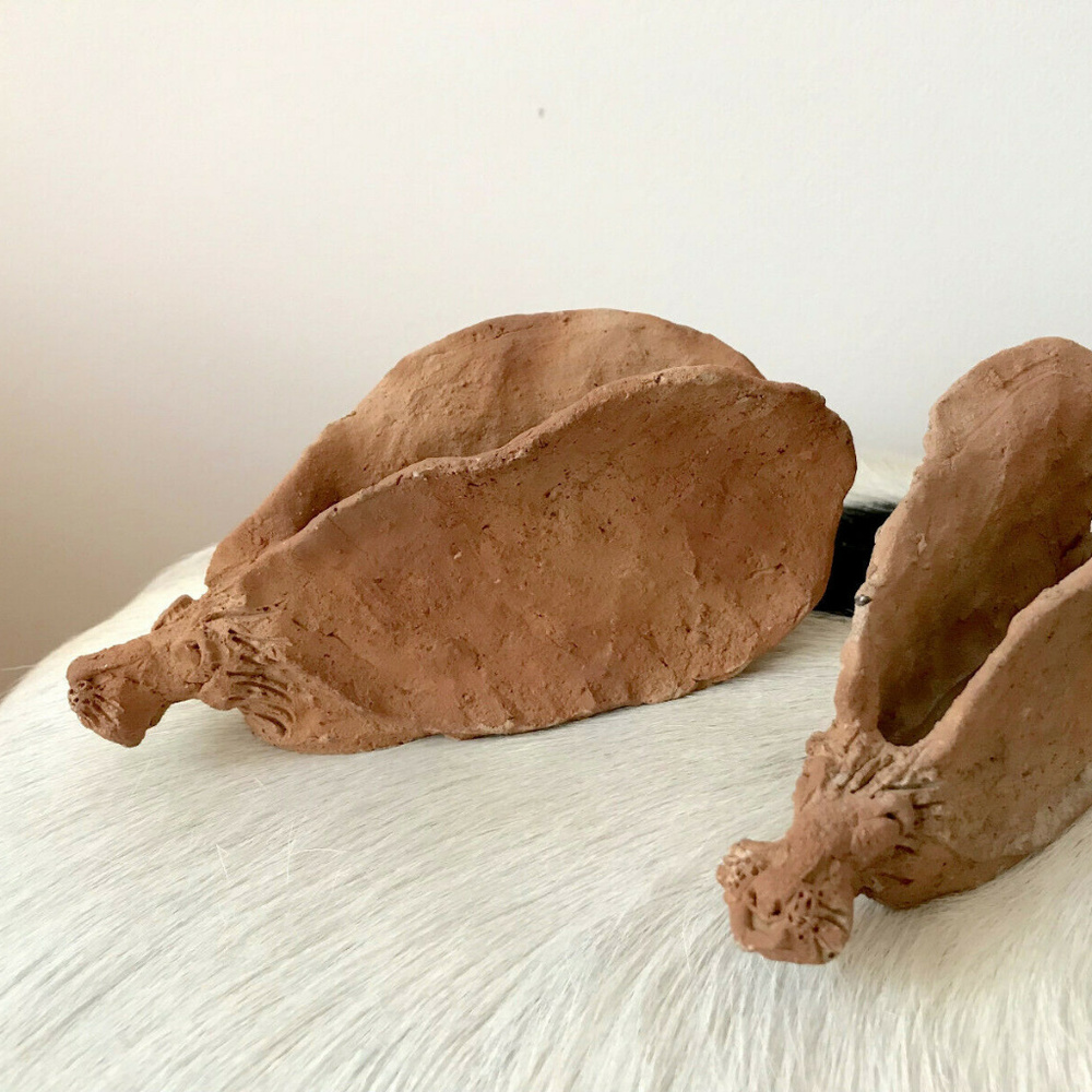Anthropologie Clay Bunny Abstract Animal Sculpture Handmade Unique Home Decor